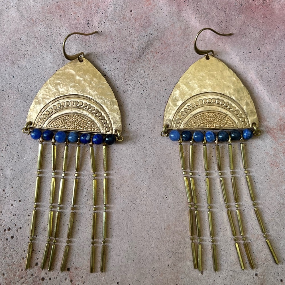 Handmade art deco fringe earrings - Picture 2 of 5